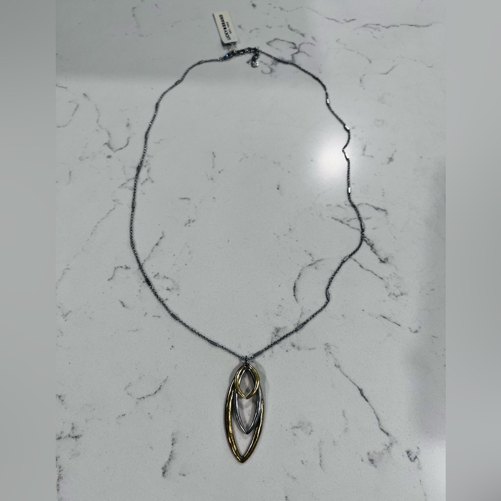 NWT Lucky Brand Two Tone Petal Pendant Necklace